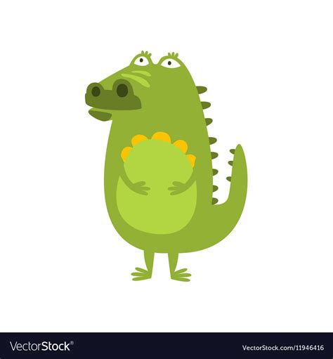 Crocodile Standing Daydreaming And Thinking Flat Vector Image