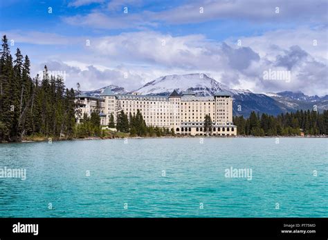 Lake Louise Ab Canada June 2018 Wide Angle View Of The Fairmont