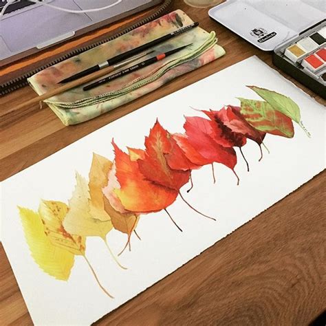 Anns Class Watercolor Still Life Of Fall Leaves Watercolor