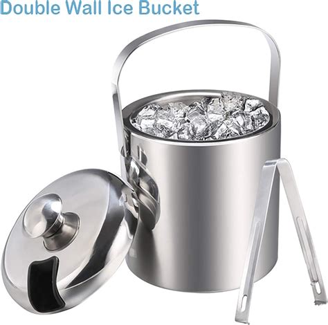 Hopekings Ice Bucket Stainless Steel Double Wall Ice Bucket With Lid