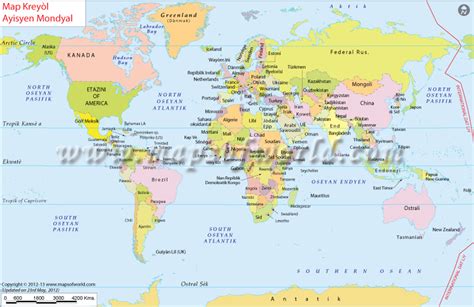 Haiti world map haiti is a caribbean country that shares the island of hispaniola with the dominican republic to its east. Mond Kat Jeyografik, World Map in Haitian Creole