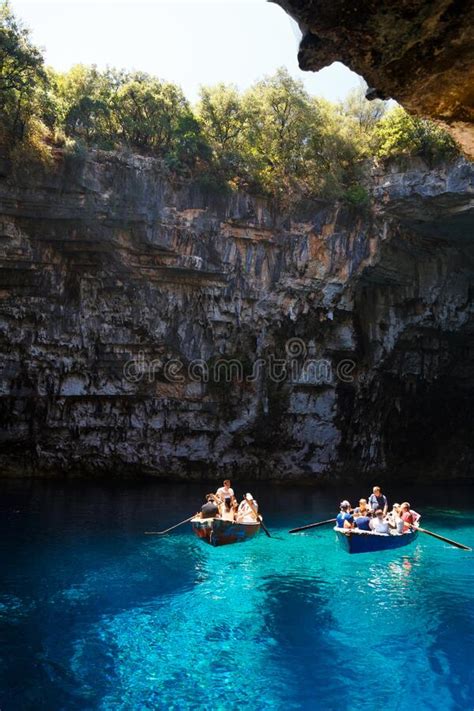 Melissani Cave Cephalonia Island Greece July 14 2019 Small Boats