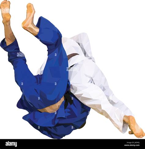 Fighter Judo Throw For Ippon In Competition Judo Vector Illustration