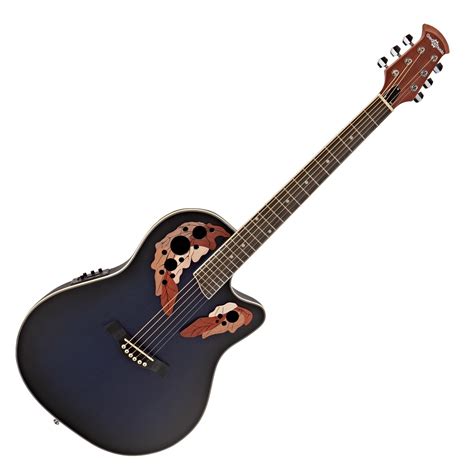 Deluxe Roundback Electro Acoustic Guitar By Gear4music Blue Gear4music