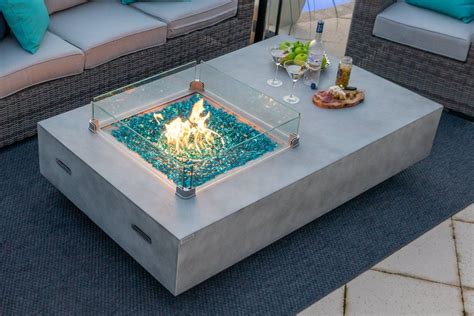 65 Rectangular Outdoor Propane Gas Fire Pit Table In Gray Fire Pit Table Gas Firepit Gas