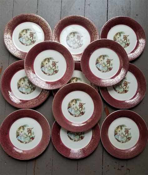 Vintage 1960s Sebring Pottery Serenade Pattern Bread And Butter Plates By