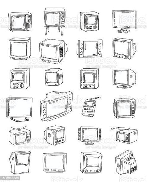 Set Televisions Vintage Vector Illustration Stock Illustration