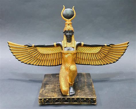 Winged Isis Statue 12 Inches Tall In Stone Made In Egypt Omen