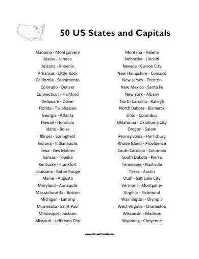Pin By Cain Shaw On Knowledge States And Capitals United States