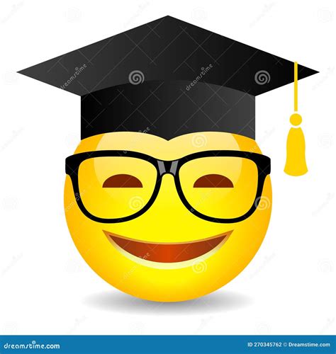 Clever Nerd Emoji With Glasses And Academic Hat Vector Cartoon Stock