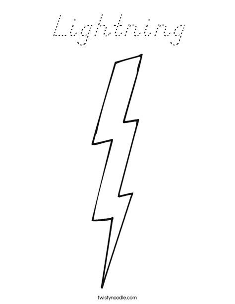 Lightning Coloring Page - D'Nealian - Twisty Noodle