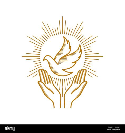 Church Logo Christian Symbols Praying Hands And Dove A Symbol Of
