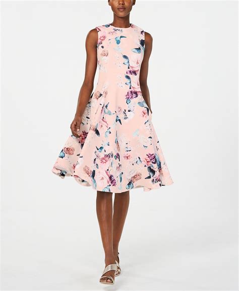 Calvin Klein Floral Print Fit And Flare Dress Macys Carla Ruiz How