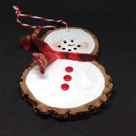 Wood Slice Snowman Ornament Christmas Wood Crafts Xmas Crafts