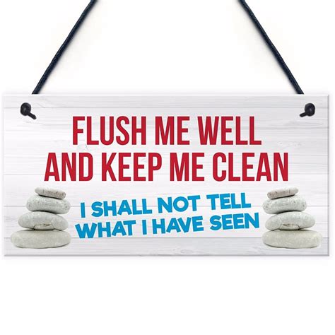 Meijiafei Toilet Flush Me Well Sign Funny Novelty Loo Door Hanging Home