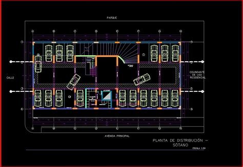 Basement Parking Lot Floor Plan Of House Cad Drawing Details Dwg File