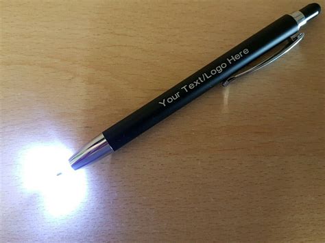 3 X Personalised Engraved Black Led Light Up Tip Metal Pens Etsy
