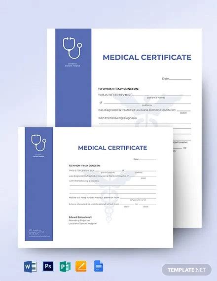 Free Medical Certificate For Student Template Word Doc Psd