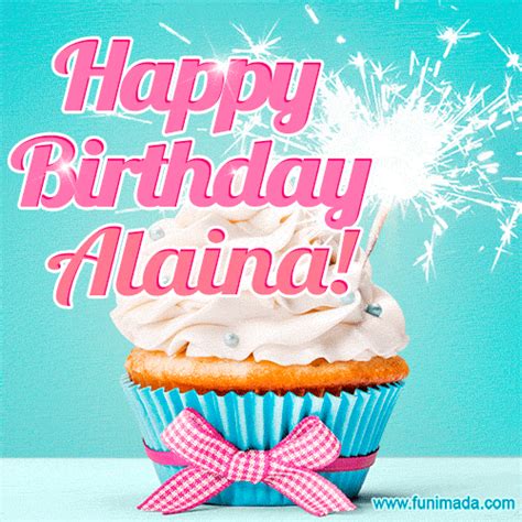 Happy Birthday Alaina Elegang Sparkling Cupcake  Image