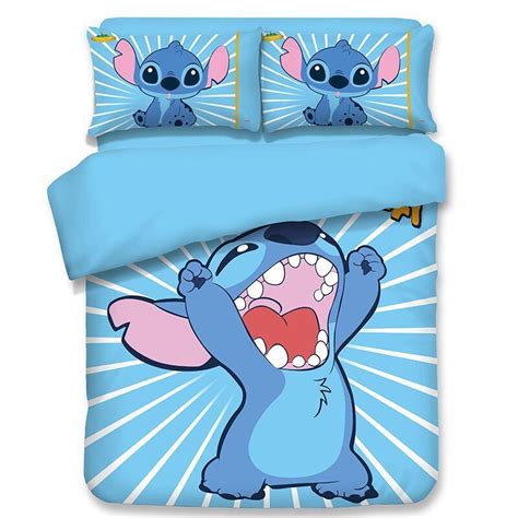 3d Kids Disney Stitch Bedding Set Duvet Cover Pillow Case Comforter