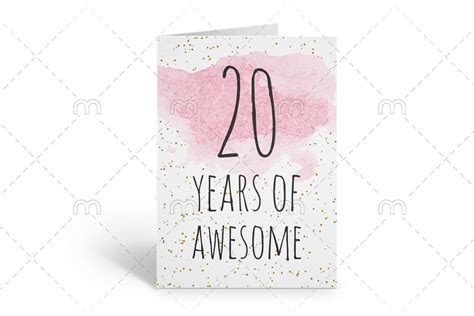 Printable 20th Birthday Card Birthday Card Printable Instant Etsy Canada