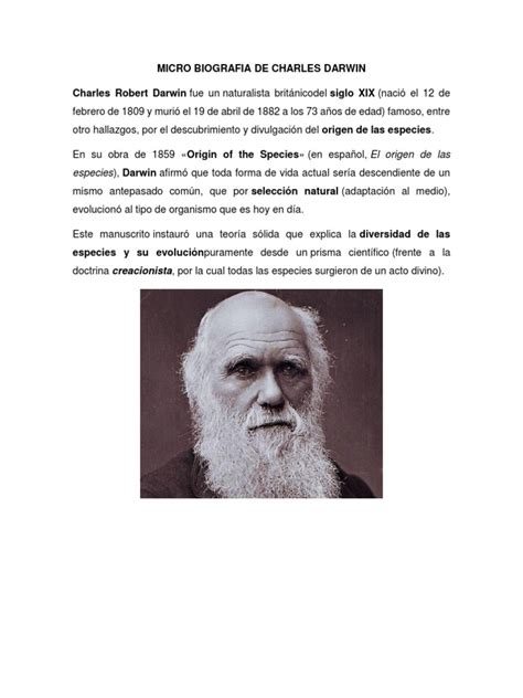 Micro Biografia De Charles Darwin Charles Robert Darwin Fue Un