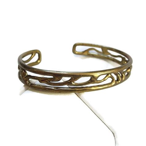 Vintage Abstract Brass Cuff Bracelet