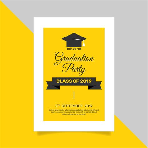Classic Graduation Invitation Template With Flat Design Vector