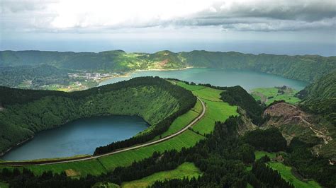 Hd Wallpaper Azores Lake Portugal Landscape Europe Sky Clouds
