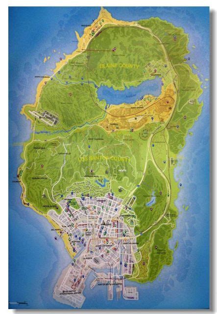 Grand Theft Auto Gta Game Silk Wall Poster 36x24 18x12 Inch Big Map