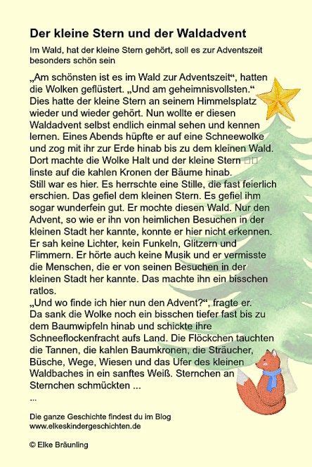 Weihnachtsgeschichten mit tieferem sinn zum nachdenken. Der kleine Stern und der Waldadvent | Adventsgeschichten ...