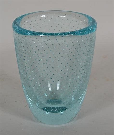 Erickson Blue Bubble Glass Vase Classic Mid Century Erickson Blue