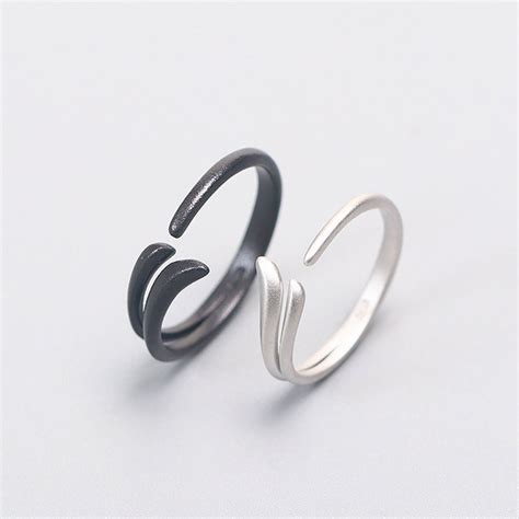 Wings Korean Style Personalized Statement Couple Rings Promise Etsy