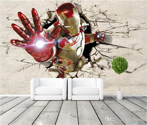Maison 3d Iron Man Wall Stickers Mural Art 3d Decals Wallpaper Poster