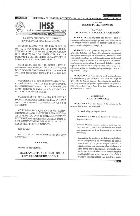Reglamento General de La Ley de IHSS - Derecho Constitucional - UNAH