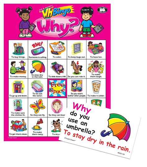 Super Duper Publications Ask Answer Wh Bingo Board Game Comprehension Verbal And