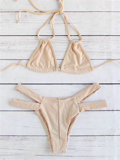 Shop Apricot Cutout Design Triangle Bikini Set Online Shein Offers