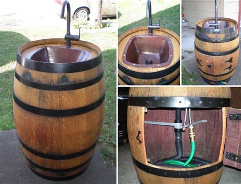 Wonderful Diy Outdoor Sink From Wine Barrel