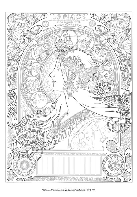 An Art Nouveau Coloring Book With A Womans Profile