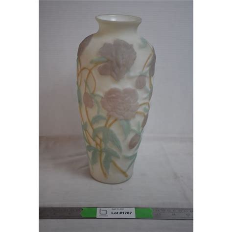 Consolidated Glass Vase Phoenix Original Label Bodnarus Auctioneering