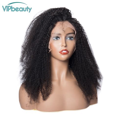 Vip Beauty Afro Kinky Curly Lace Front Human Hair Wigs Natural Pre