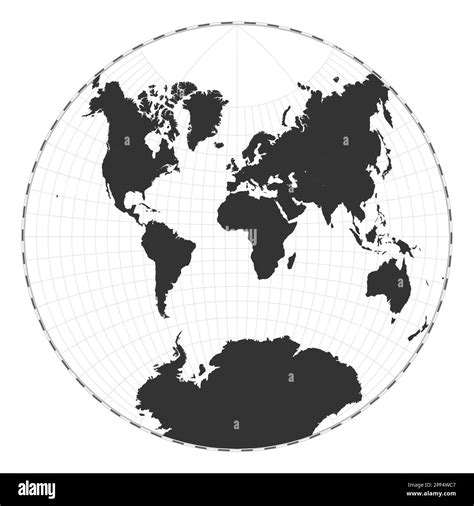 Vector World Map Van Der Grinten Ii Projection Plain World