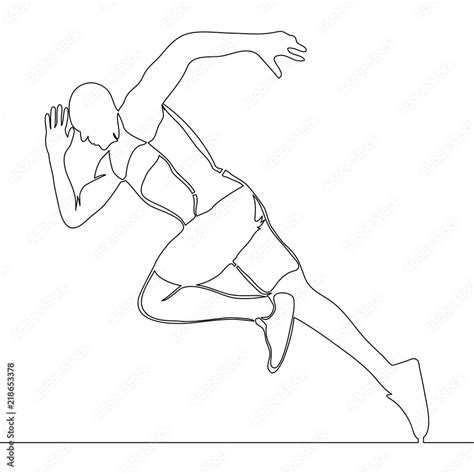Continuous One Line Drawing Of Athlete Running Stock Vector Adobe Stock