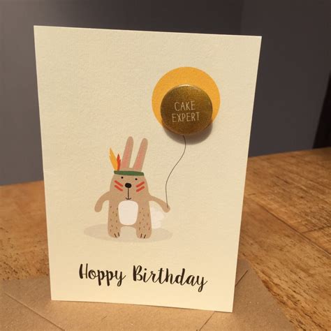 Hoppy Birthday Card Cute Birthday Card Rabbit Card Birthday Etsy