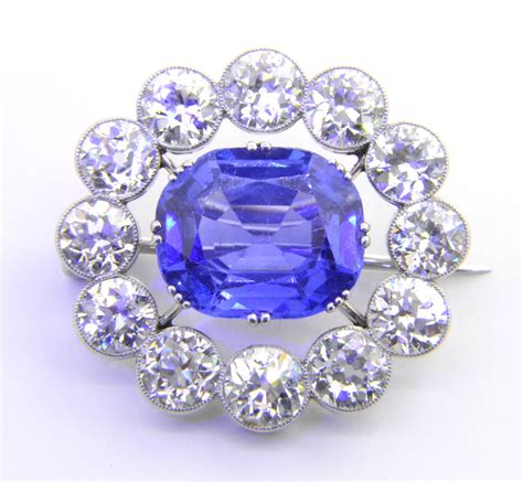 Fine Sapphire Diamond Brooch With 858ct Sapphire Jethro Marles
