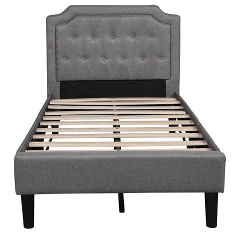 Upholstered Twin Size Bed Twin Bed Frame With Headboardsquare Footweight Capacity400lbsfor