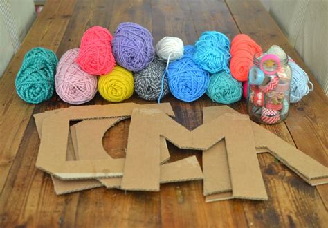 Yarn Wrapped Cardboard Letters Yarn Crafts For Kids Cardboard