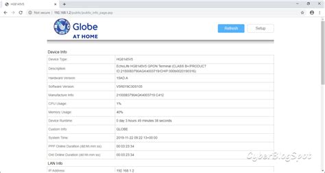 Default Username and Password of Globe Router - CyberBlogSpot
