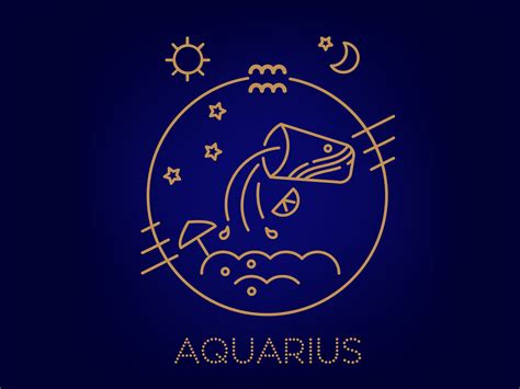 Aquarius Zodiac Sign Logo Tattoo Or Illustration By Ok Sotnikova