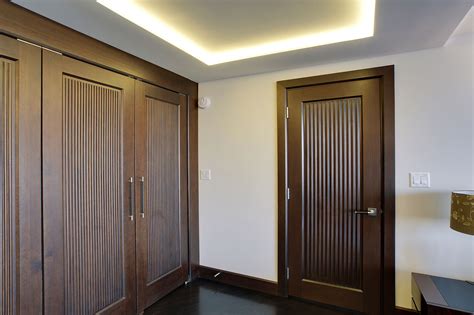 Interior Door Custom Double Solid Wood With Walnut Finish